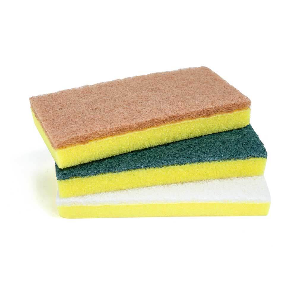 White, Green, & Walnut Cleaning Pads | Scrubbing Sponges