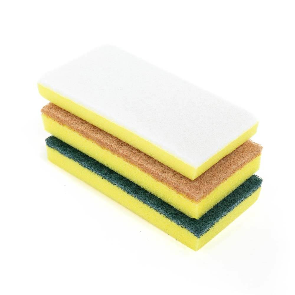 White, Green, & Walnut Cleaning Pads | Scrubbing Sponges - Image 2